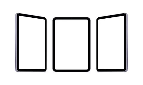 Set of Tablet Computers Mockups Isolated on White Background Stock Illustration
