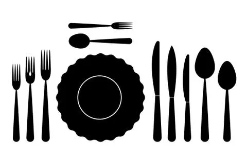Set of tableware on white background Stock Illustration