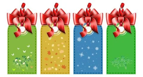 Set tag with bow Stock Illustration