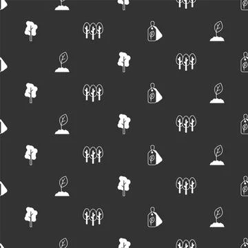 Set Tag with leaf, Sprout, Tree and  on seamless pattern. Vector Stock Illustration