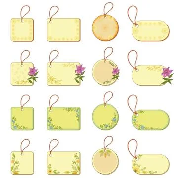Set tags with floral pattern Illustrazione stock