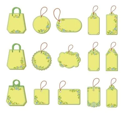 Set tags with floral pattern Stock Illustration