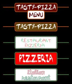 Set of tags for pizzerias Stock Illustration