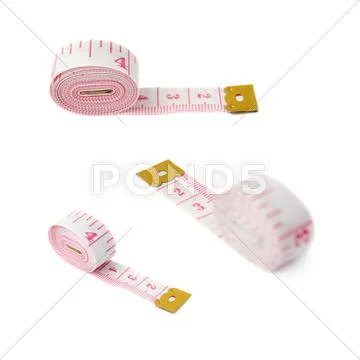Set of Tailor measuring tape isolated over the white background Stock Photos