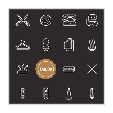 Set of Tailor Vector Illustration Elements can be used as Logo or Icon in pre Illustrazione stock