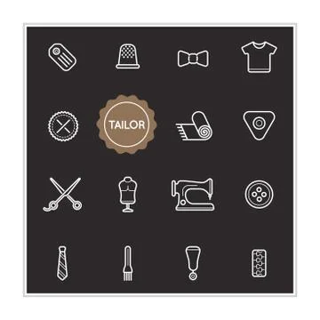 Set of Tailor Vector Illustration Elements can be used as Logo or Icon in pre Illustrazione stock