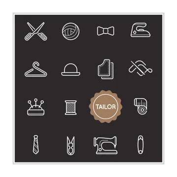Set of Tailor Vector Illustration Elements can be used as Logo or Icon in pre Illustrazione stock