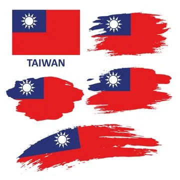 Set of Taiwan flags on a white background Stock Illustration
