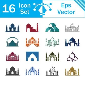 Set of taj mahal icons vector illustration architecture landmark symbols Ilustración de archivo
