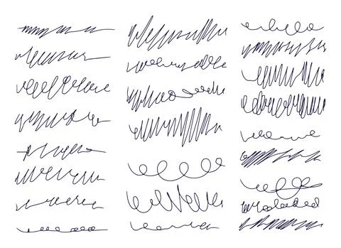 Set of tangled dividing of doodle line art. Abstract hand drawn flourish pens Stock Illustration