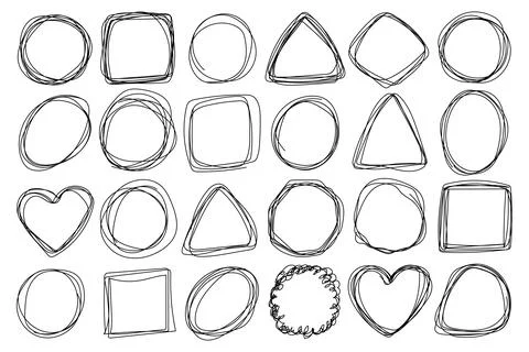 Set of tangled doodle line art frames. Abstract hand drawn flourish pen. A sk Stock Illustration