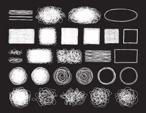 Set of tangled grungy scribbles hand drawn Stock Illustration
