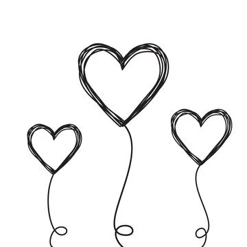 Set of tangled scribbled heart on a string Stock Illustration