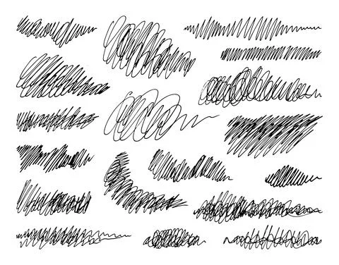 Set of tangled tangle of doodle line art. Abstract hand drawn flourish pens.  Stock Illustration