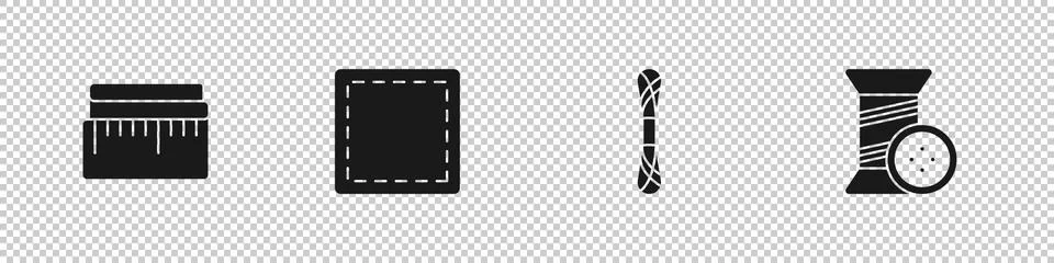 Set Tape measure, Sewing Pattern, Yarn and thread and button icon. Vector Stock Illustration