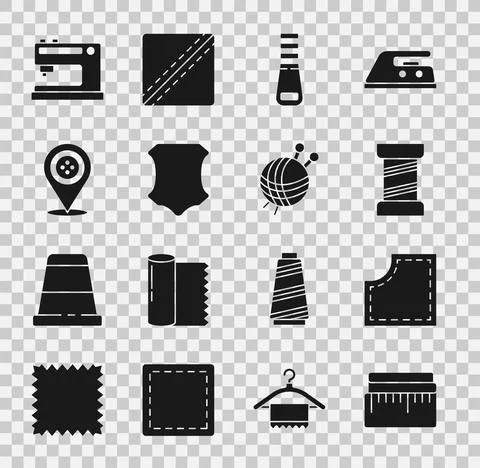 Set Tape measure, Sewing Pattern, thread, Zipper, Leather, Location tailor shop Stockillustratie