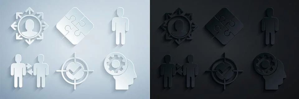 Set Target and check mark, User of man in business suit, Project team base Ilustração Stock