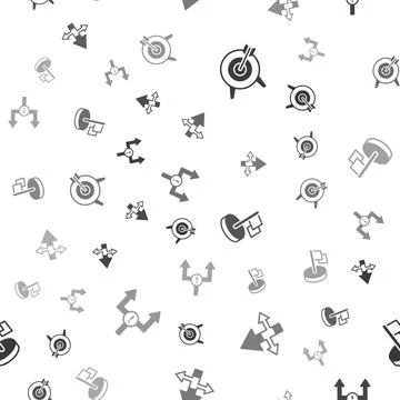 Set Target, Arrow, Flag and on seamless pattern. Vector Illustrazione stock