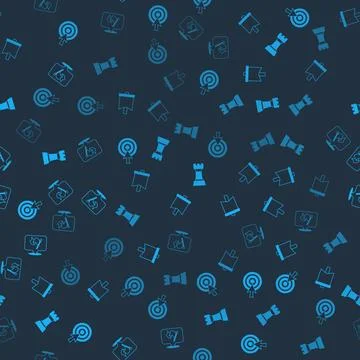 Set Target with arrow, Flag, Chess and on seamless pattern. Vector Stock Illustration