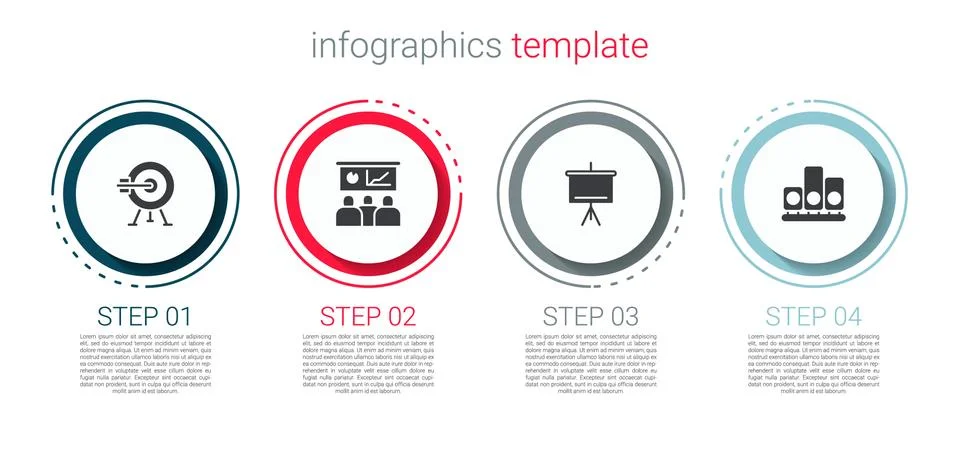 Set Target with arrow, Training, presentation, Chalkboard and Ranking star Stock Illustration
