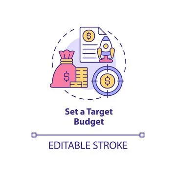 Set target budget concept icon Illustration