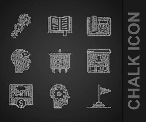 Set Target with dollar, Human head gear inside, Flag, Online education, Key イラスト素材