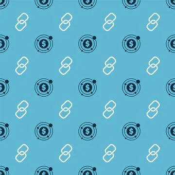 Set Target with dollar symbol and Chain link on seamless pattern. Vector Illustrazione stock