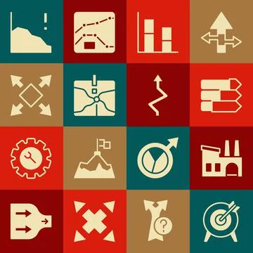 Set Target, Factory, Pie chart infographic, Graph, chart, diagram, Intersection Stock Illustration