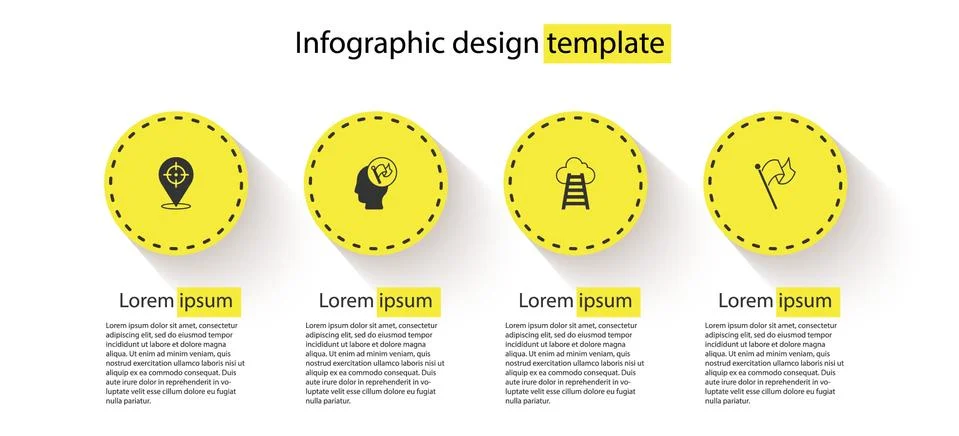 Set Target, Hand holding flag, Stair with finish and Flag. Business infographic Stock Illustration