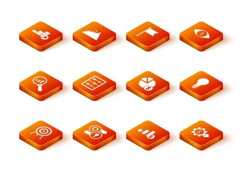 Set Target, Human resources, Magnifying glass and analysis, Abacus, Pie cha.. Stock Illustration