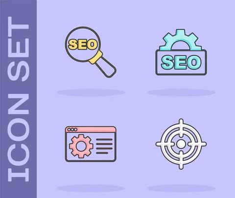 Set Target, SEO optimization, Browser setting and icon. Vector イラスト素材
