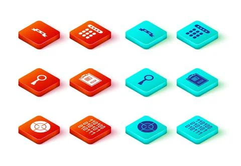 Set Target sport, Binary code, Old key, Safe, Password protection and Thief eye Stock Illustration