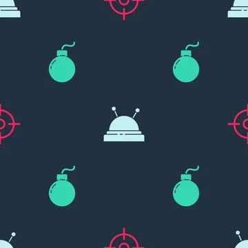 Set Target sport, Needle bed and needles and Bomb ready to explode on seamless 스톡 일러스트