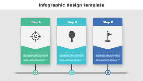 Set Target sport, Racket for playing table tennis and Golf flag. Business Illustrazione stock