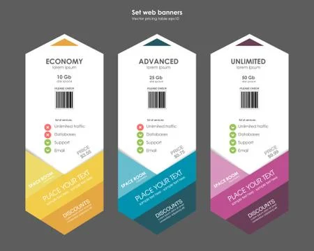 Set tariffs. interface for the site. ui ux vector banner for web app. Pastel Stock Illustration