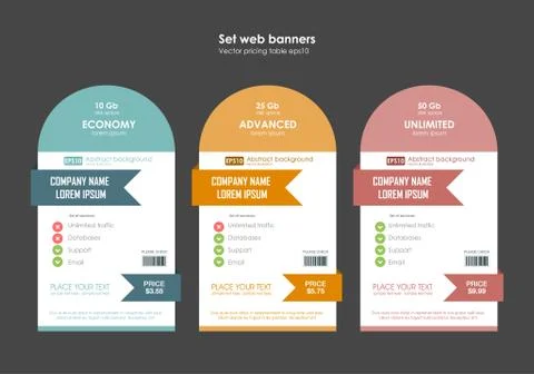 Set tariffs. interface for the site. ui ux vector banner for web app. Pastel Stock Illustration