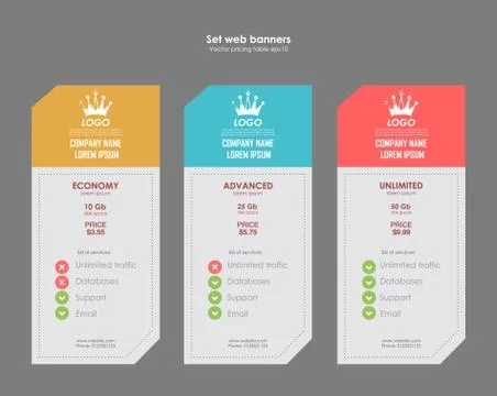 Set tariffs. interface for the site. ui ux vector banner for web app. Pastel Stock Illustration