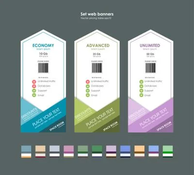 Set tariffs. interface for the site. ui ux vector banner for web app. Pastel Stock Illustration