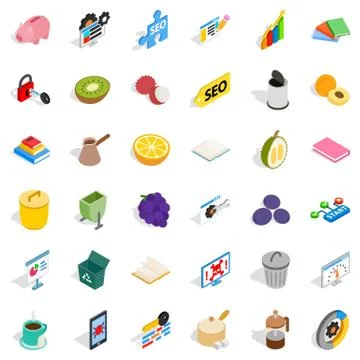 Set task icons set, isometric style 스톡 일러스트