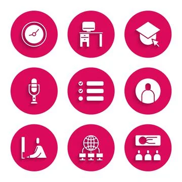 Set Task list, Computer network, Training, presentation, Create account screen Stock Illustration