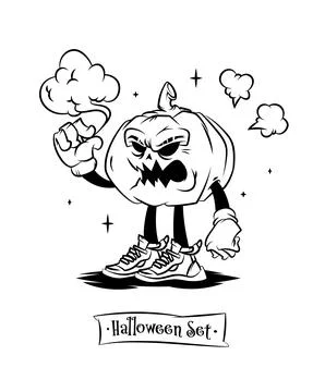 Set of tattoo vector characters for halloween. Beautiful illustrations with Stock Illustration
