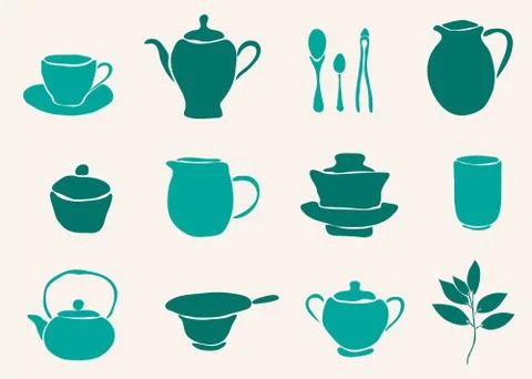 Set of tea accessories Stock Illustration