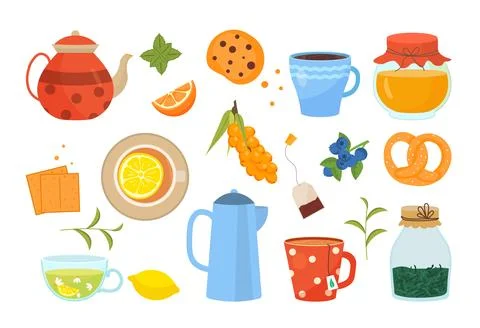 Set of tea accessories Stock Illustration