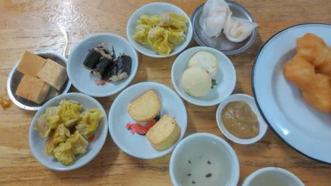 Set of tea and dim sum at chinese restaurant style at Phatthalung, Thailand Stock Photos