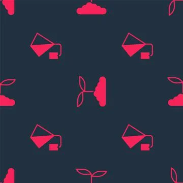 Set Tea bag and leaf on seamless pattern. Vector Stockillustratie