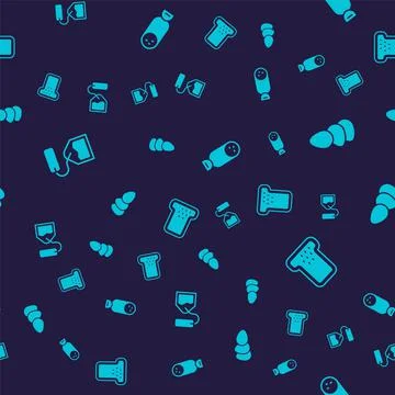 Set Tea bag, Chicken egg, Salami sausage and Bread toast on seamless pattern 스톡 일러스트