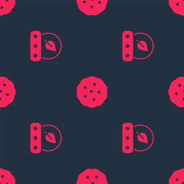 Set Tea leaf and Cookie or biscuit on seamless pattern. Vector Stock Illustration