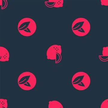 Set Tea leaf and Lemon on seamless pattern. Vector イラスト素材