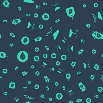 Set Tea leaf, bag with, and Cup of tea on seamless pattern. Vector Illustrazione stock