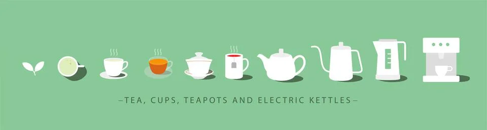 Set of tea related vector line icons. Stock Illustration